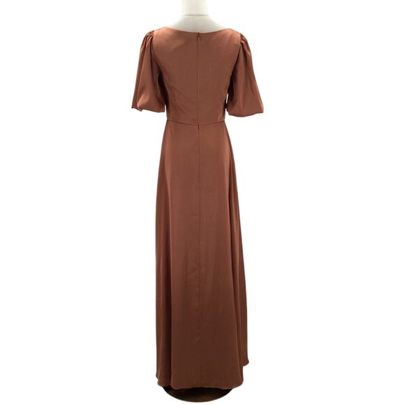 AW BRIDAL 4 S Raw Sienna Copper Etta Satin Bridesmaid Party Maxi Dress NEW B112 - Picture 4 of 10